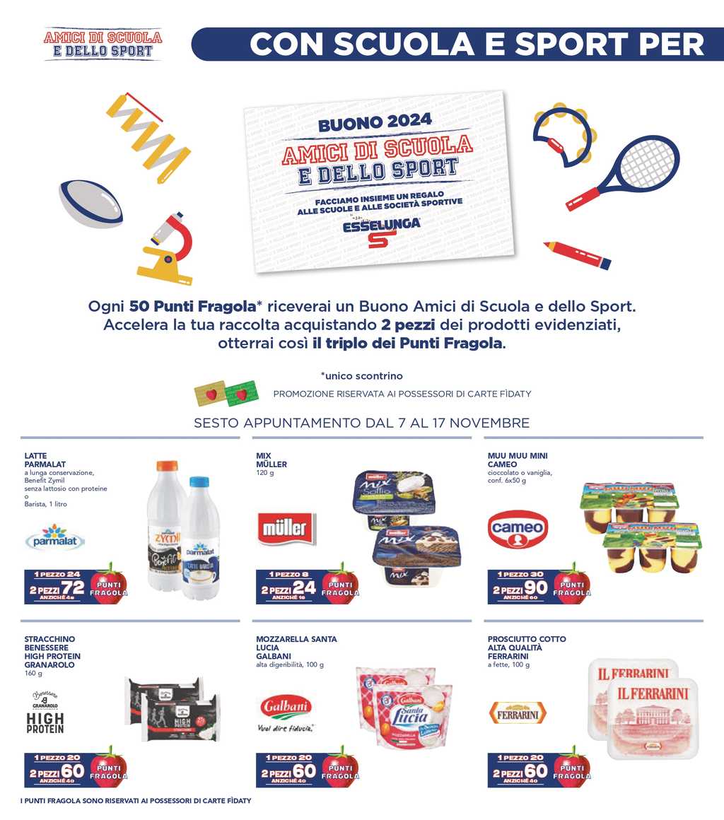 Volantino Esselunga Back to School e Sport dal 7 al 17 novembre 2024