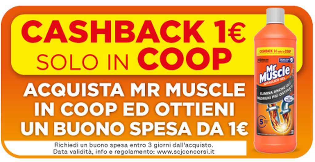 Mr Muscle CashBack 1€ da Coop e Ipercoop