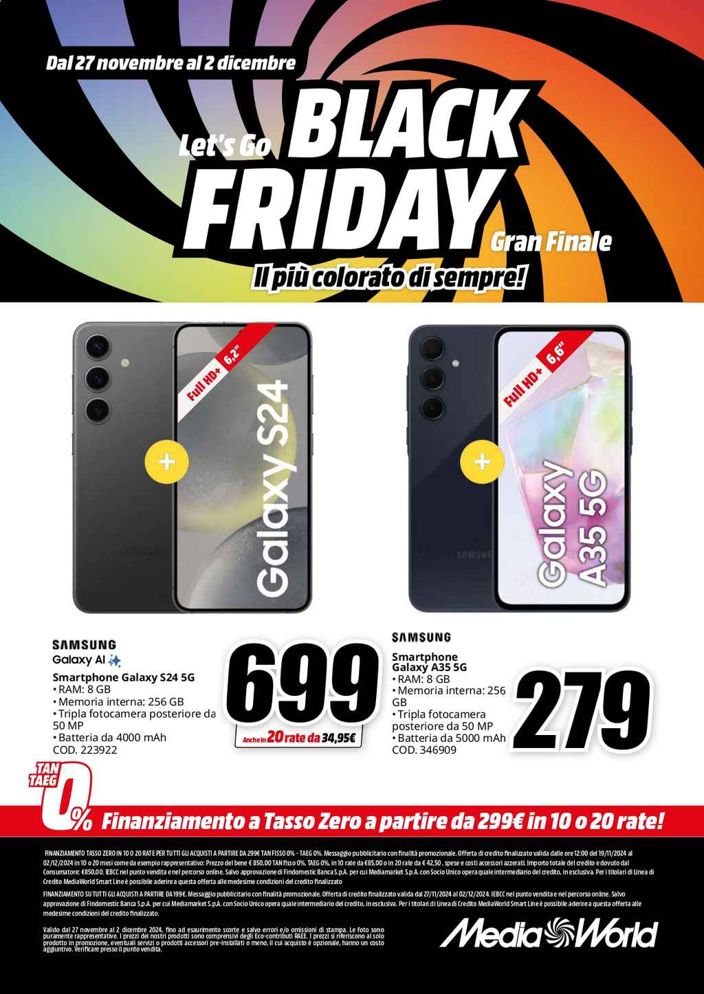 Volantino Mediaworld Black Friday Gran Finale dal 27 novembre al 2 dicembre 2024