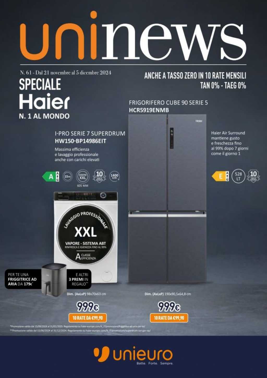 Volantino Unieuro Haier dal 21 novembre al 5 dicembre 2024