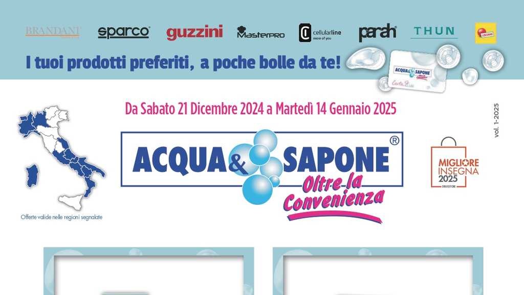 Volantino Acqua e Sapone dal 21 dicembre 2024 al 14 gennaio 2025 su Anteprimavolantino.it