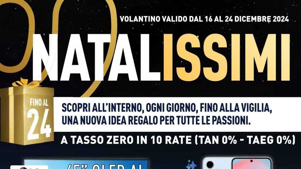 Volantino Unieuro dal 16 al 24 dicembre 2024 su Anteprimavolantino.it
