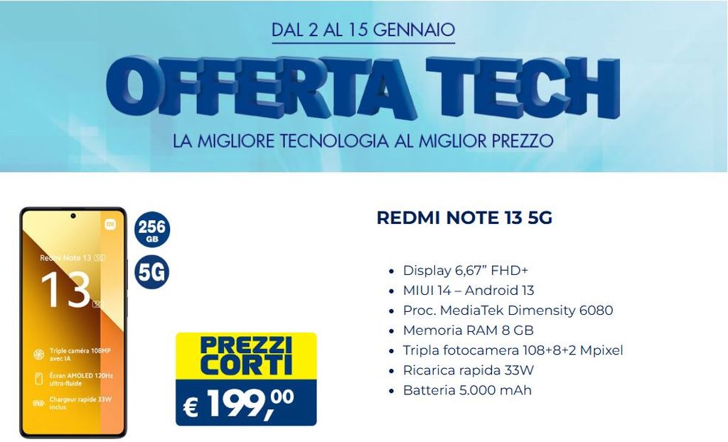 Redmi Note 13: Offerta Tech di Esselunga