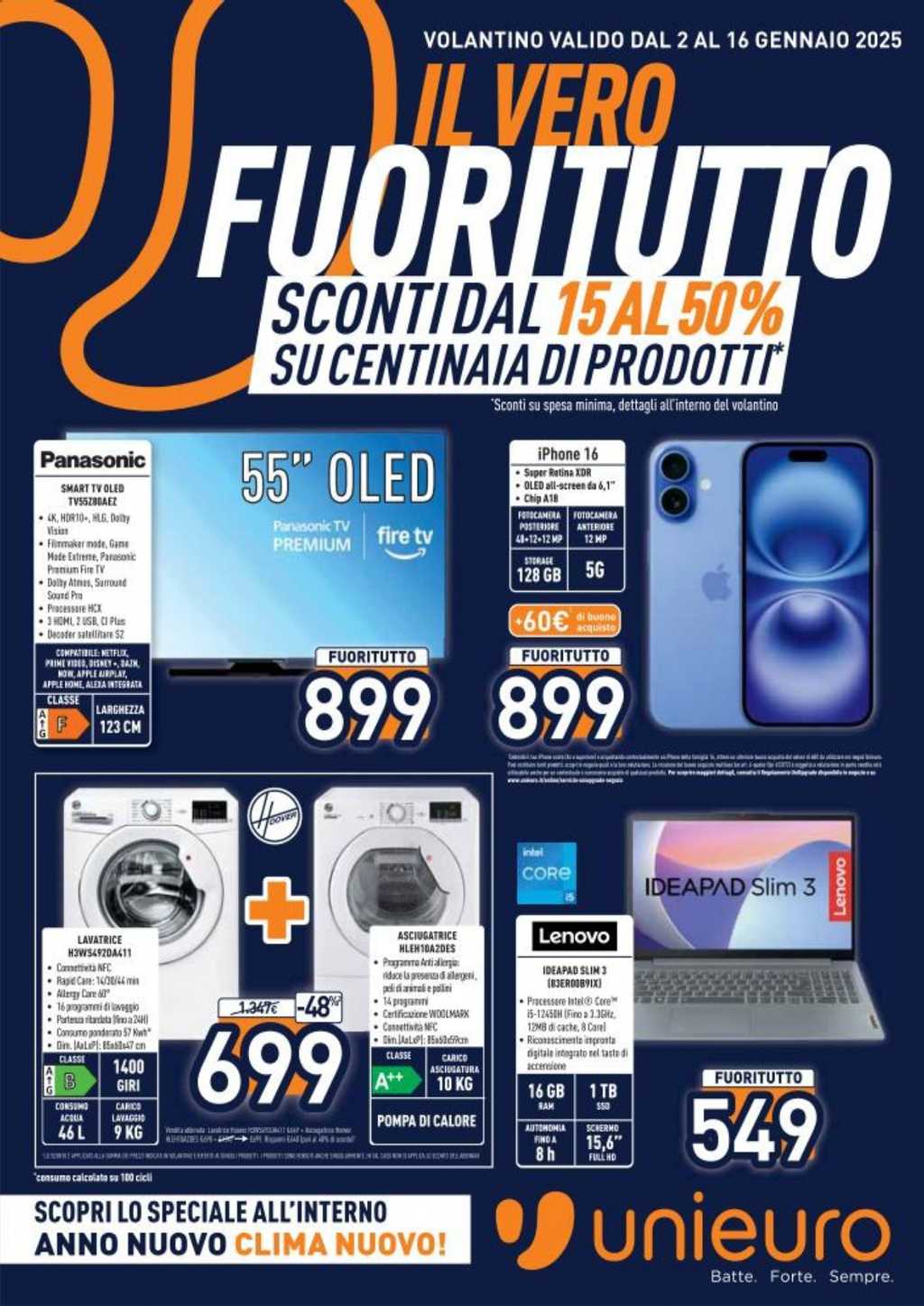 Volantino Unieuro dal 2 al 16 gennaio 2025