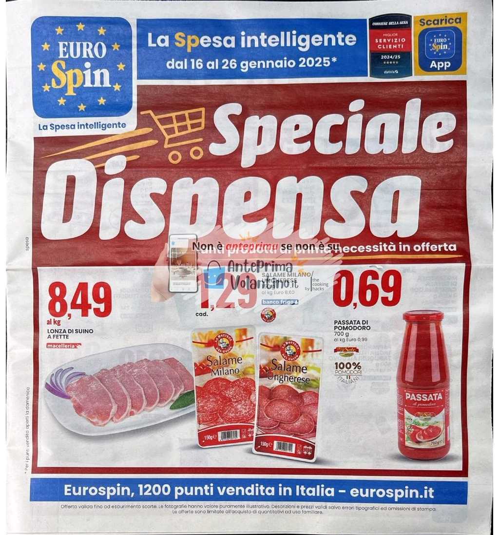 Volantino Eurospin dal 16 al 26 gennaio 2025