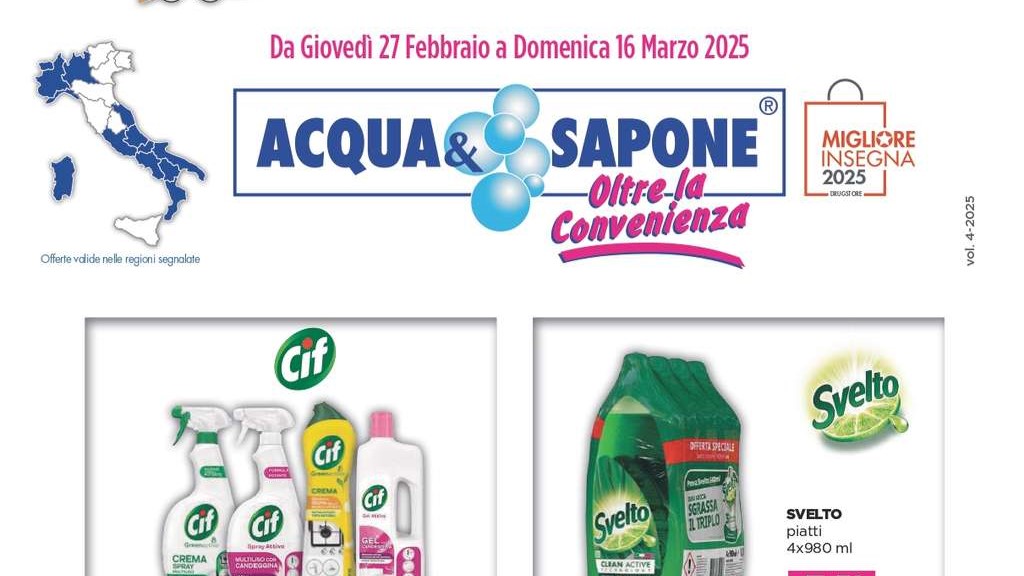 Volantino Acqua e Sapone dal 27 febbraio al 16 marzo 2025