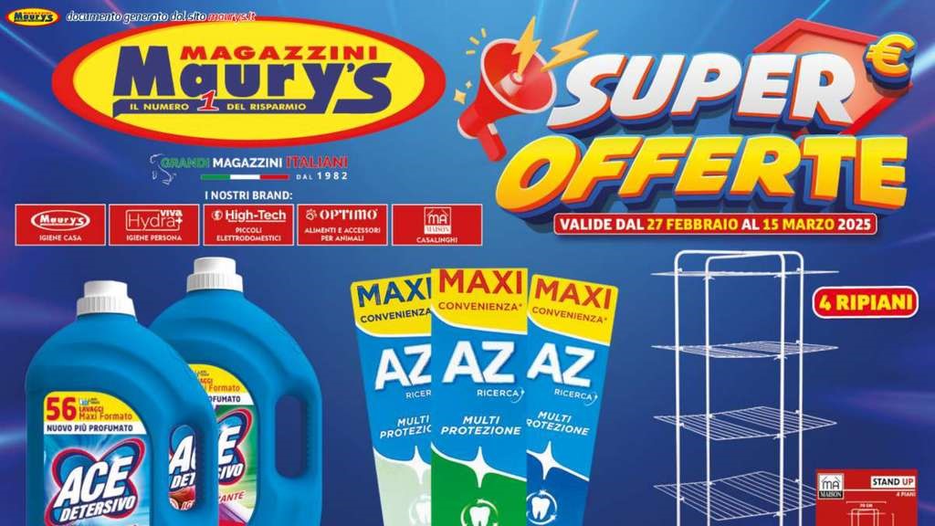 Volantino Maury’s dal 27 febbraio al 15 marzo 2025