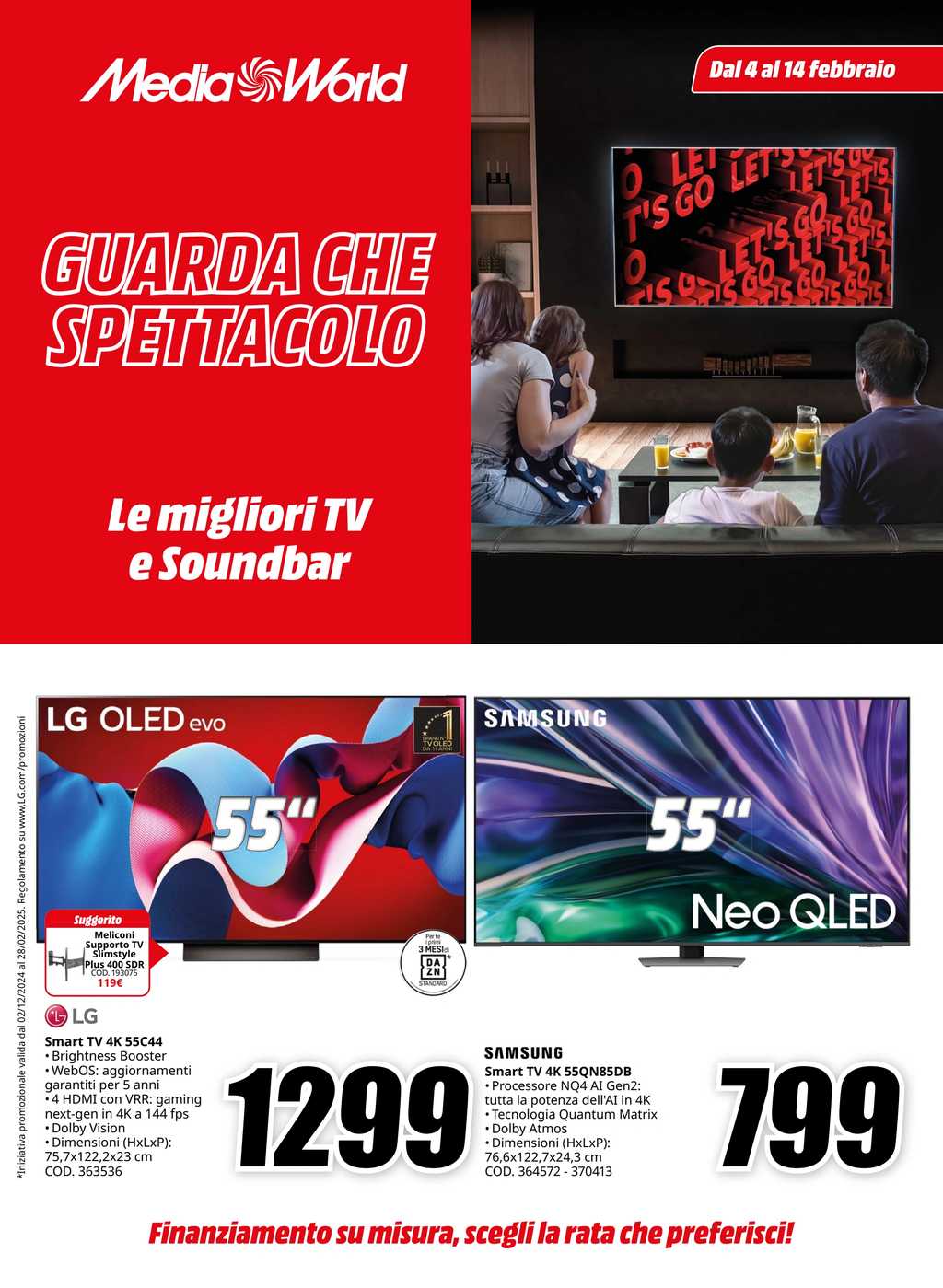 Volantino Mediaworld Speciale TV e Soundbar dal 4 al 14 febbraio 2025