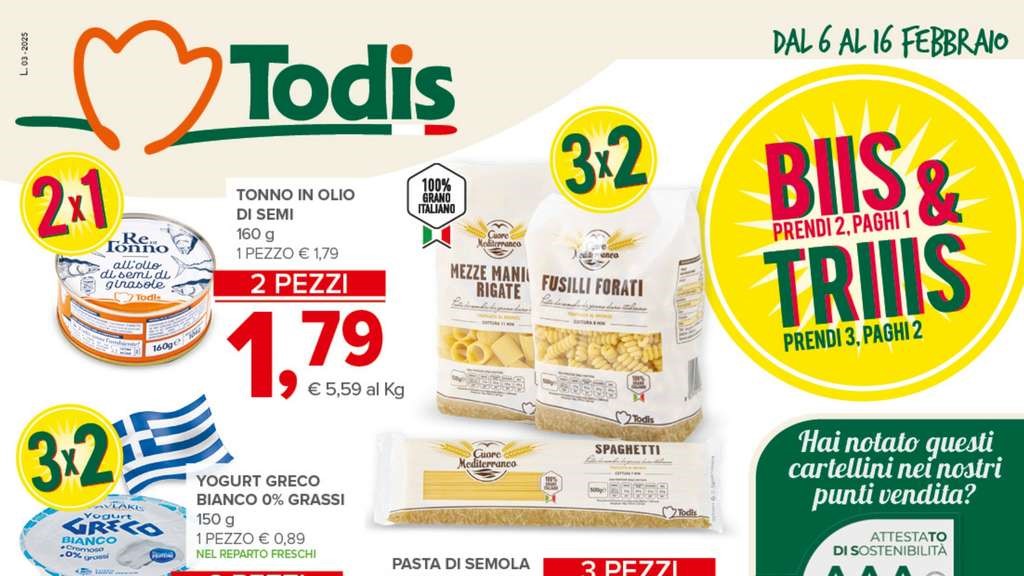 Volantino Todis dal 6 al 16 febbraio 2025