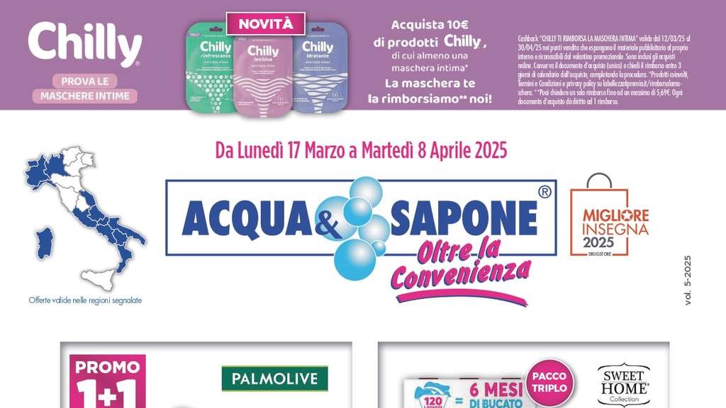 Volantino Acqua e Sapone dal 17 marzo al 8 aprile 2025