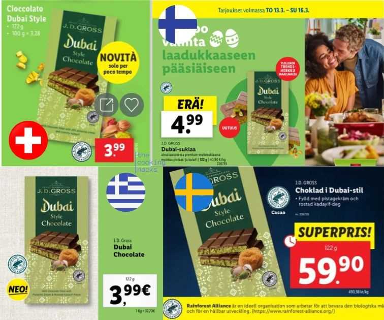 Prezzo in Italia del Lidl Dubai Chocolate