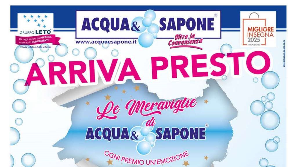 Volantino Acqua e Sapone per riapertura ad Avola (SR) dal 28 marzo al 6 aprile 2025
