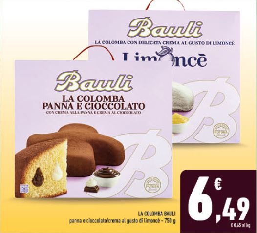colomba Bauli panna, cioccolato e al gusto limone