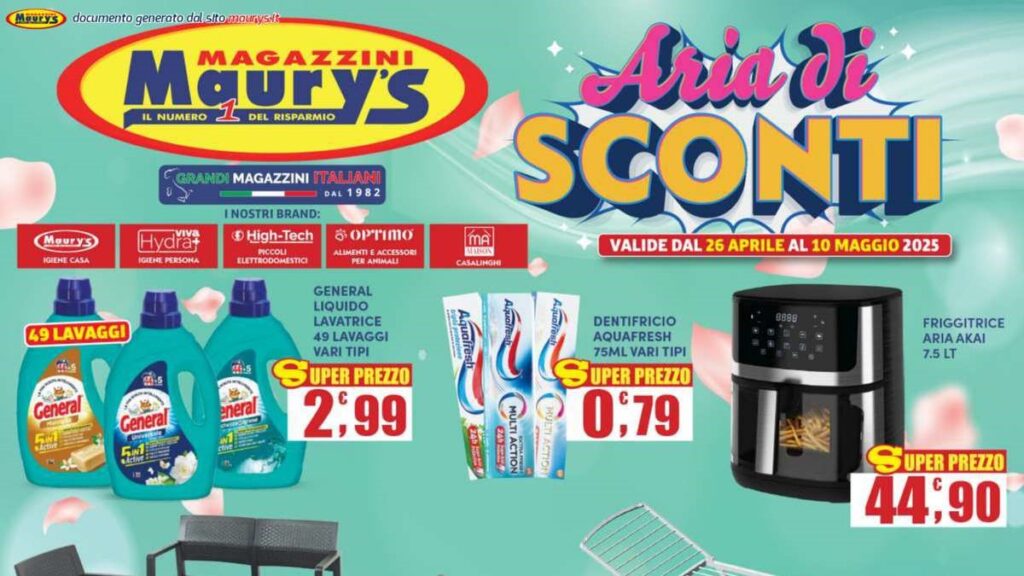 Volantino Maury's dal 26 aprile 2025
