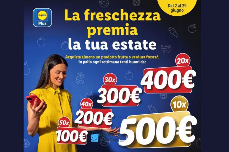 Concorso Lidl 2025: vinci buoni fino a 500€ con la spesa di frutta e verdura e Lidl Plus