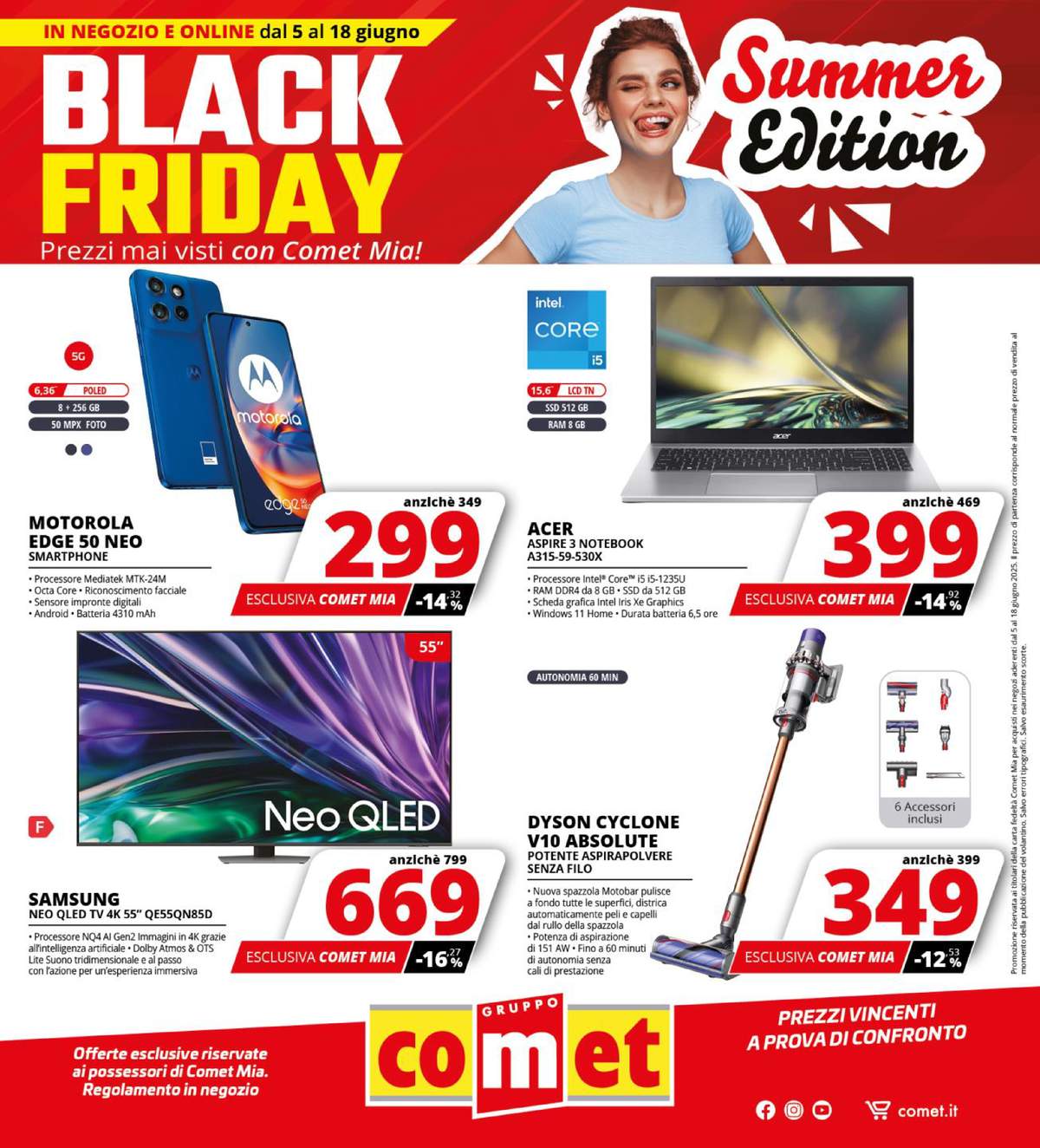 Volantino Comet Black Friday Summer Edition dal 5 giugno 2025