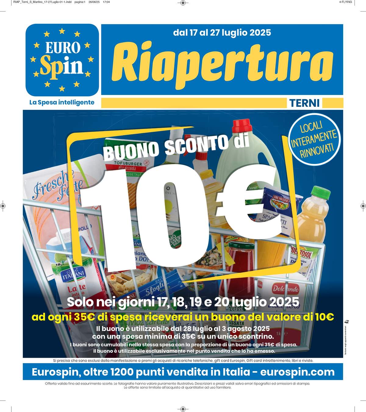 Volantino Eurospin Riapertura a Terni dal 17 luglio 2025