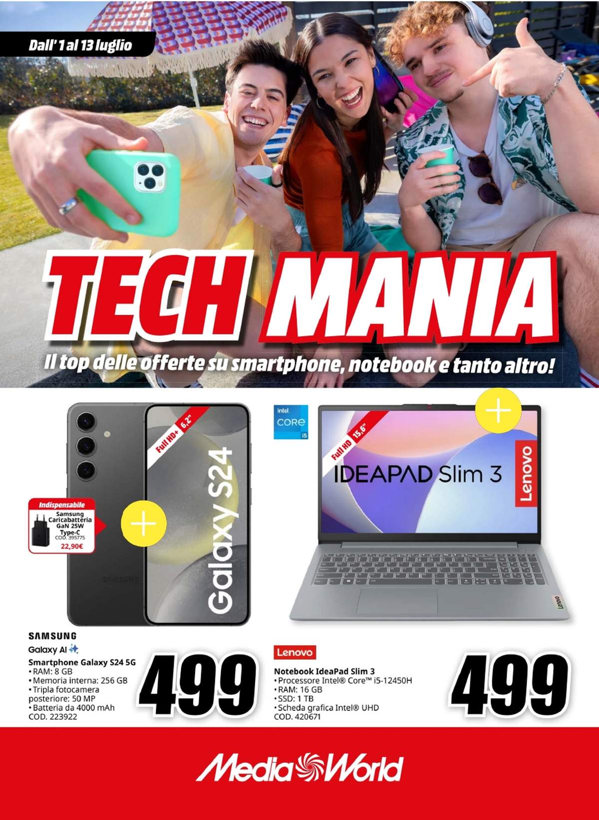 Volantino MediaWorld Tech Mania dal 1 luglio 2025