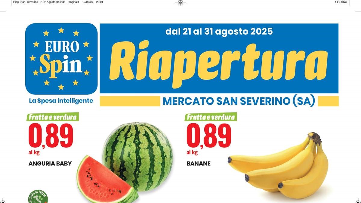 Volantino Eurospin Riapertura a Mercato Sanseverino dal 21 agosto 2025
