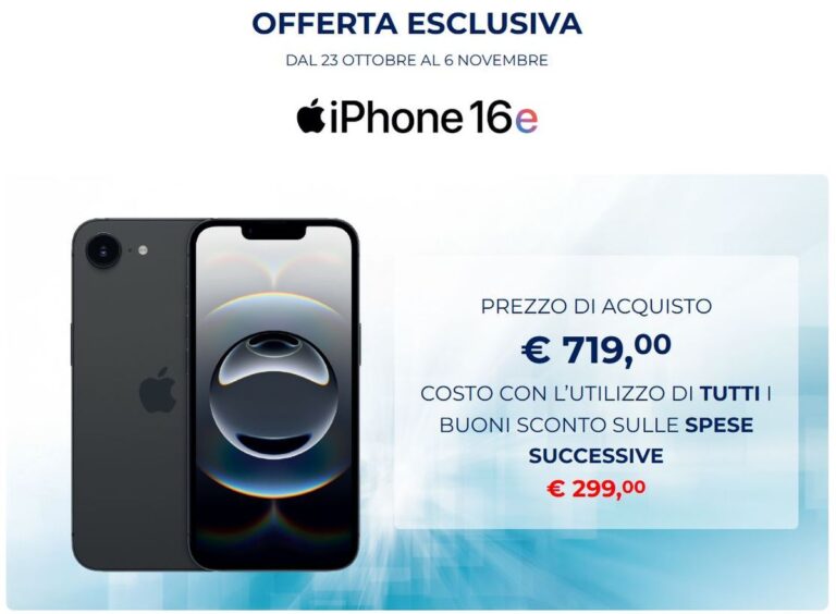 Offerta Esselunga iPhone 16e con 420 € di buoni spesa