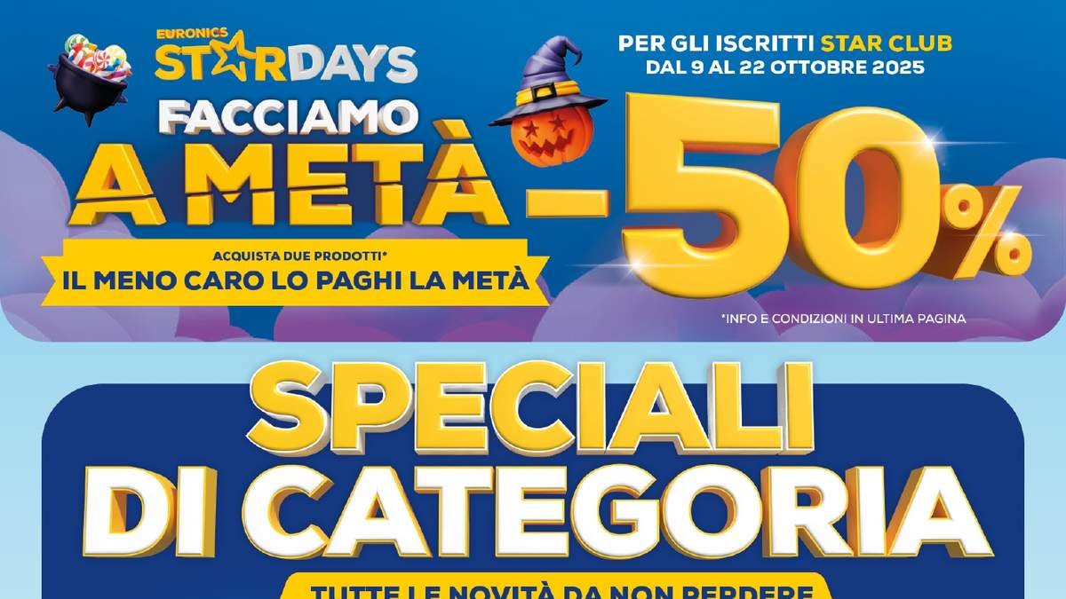Volantino Euronics Bruno Star Days dal 9 ottobre 2025