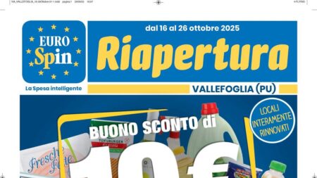 Volantino Eurospin Riapertura Vallefoglia dal 16 ottobre 2025