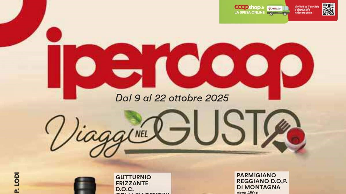 Volantino Ipercoop Viaggi nel Gusto dal 9 ottobre 2025