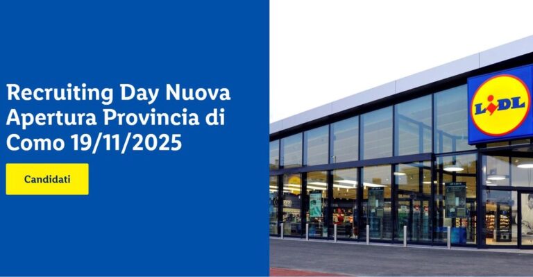Lidl lavora con noi nuove assunzioni per la nuova apertura in provincia di Como il 19 novembre 2025