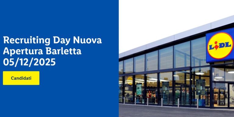 Lidl assume a Barletta con un Recruiting Day il 5 dicembre 2025 per la nuova apertura