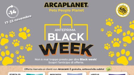 Volantino Arcaplanet Black Week dal 17 novembre 2025