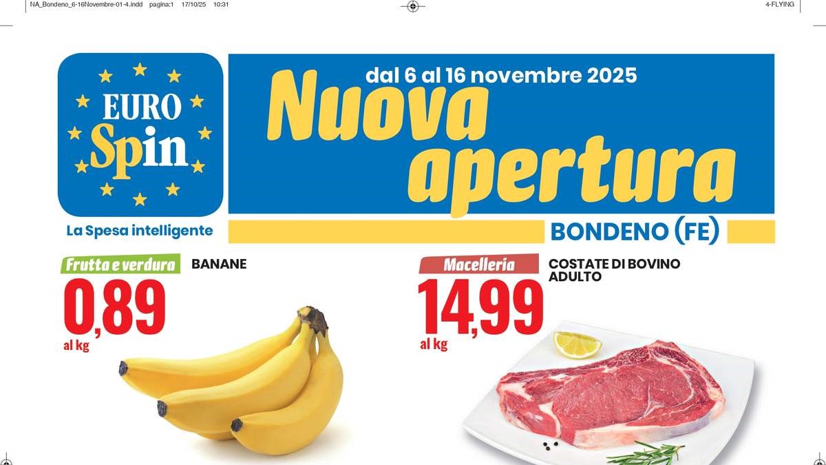 Volantino Eurospin Nuova Apertura Bondeno dal 6 novembre 2025