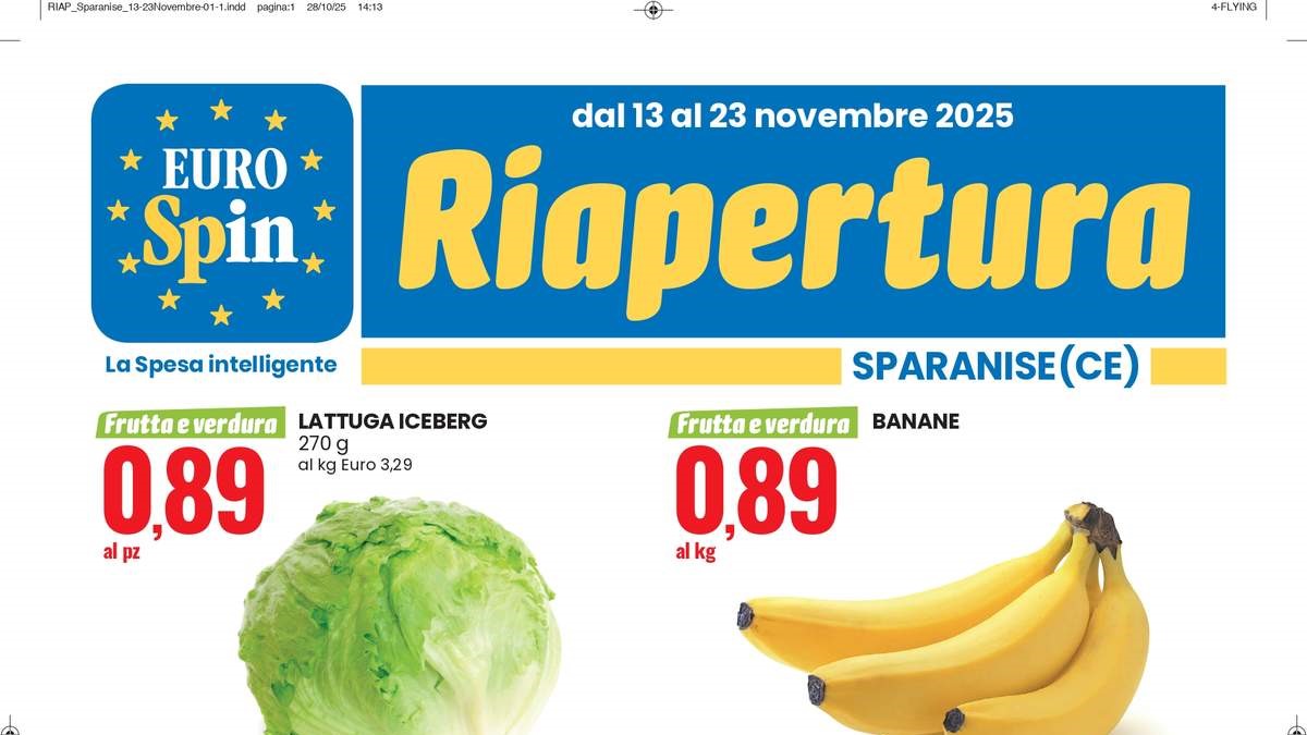 Volantino Eurospin Riapertura Sparanise dal 13 novembre 2025