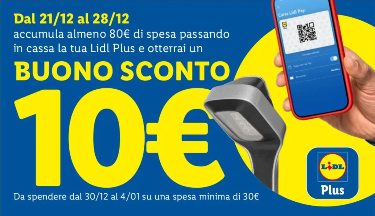 Buono sconto Lidl 10 euro, come ottenerlo con Lidl Plus dal 21 dicembre 2025