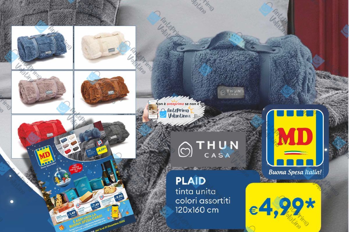 Plaid Thun Casa MD, l’offerta in volantino a 4,99€ con spesa minima