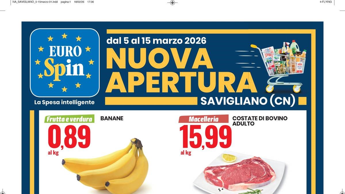 Volantino Eurospin nuova apertura a Savigliano dal 5 marzo 2026