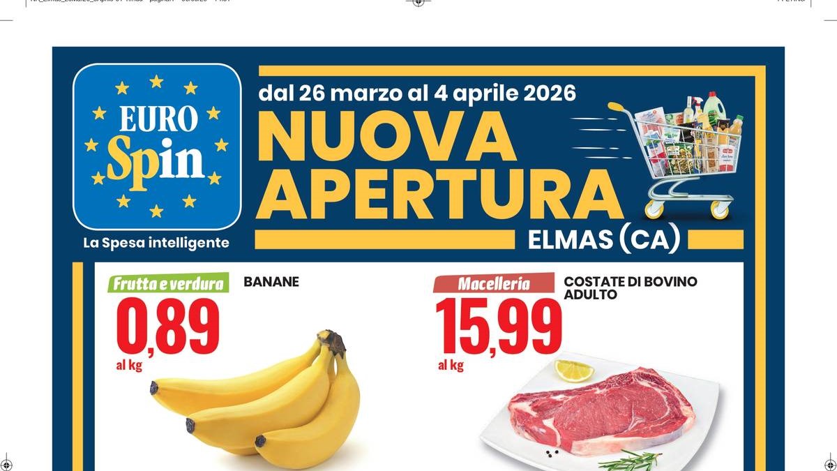 Volantino Eurospin nuova apertura a Elmas dal 26 marzo 2026