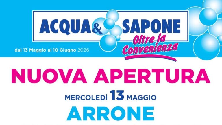 Volantino Acqua e Sapone Nuova Apertura Arrone dal 13 maggio 2026