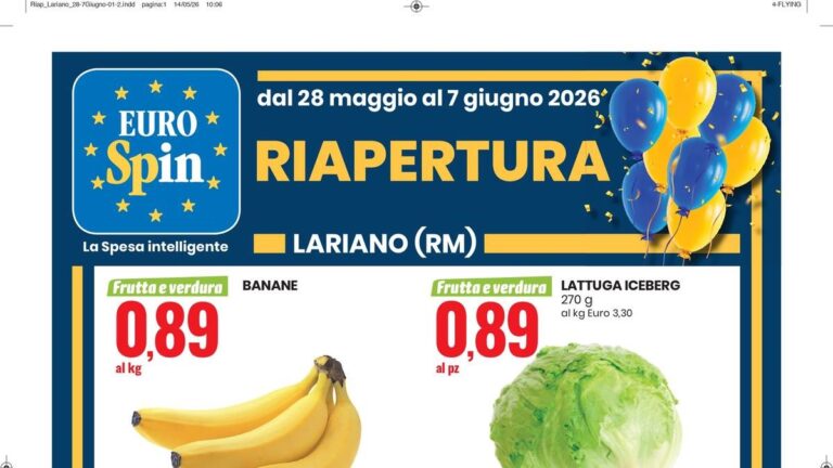Volantino Eurospin Riapertura Lariano dal 28 maggio 2026