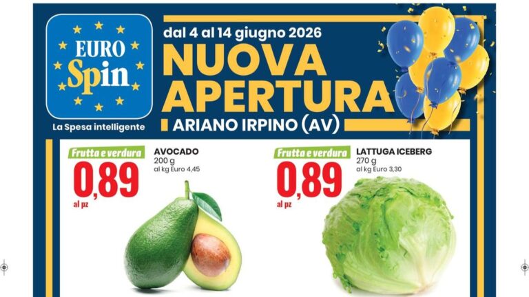 Volantino Eurospin nuova apertura Ariano Irpino dal 4 giugno 2026