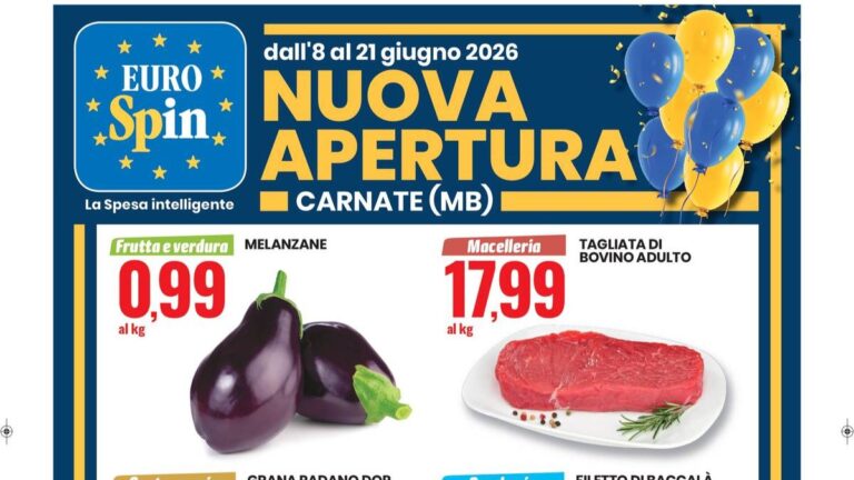 Volantino Eurospin nuova apertura Carnate dal 8 giugno 2026