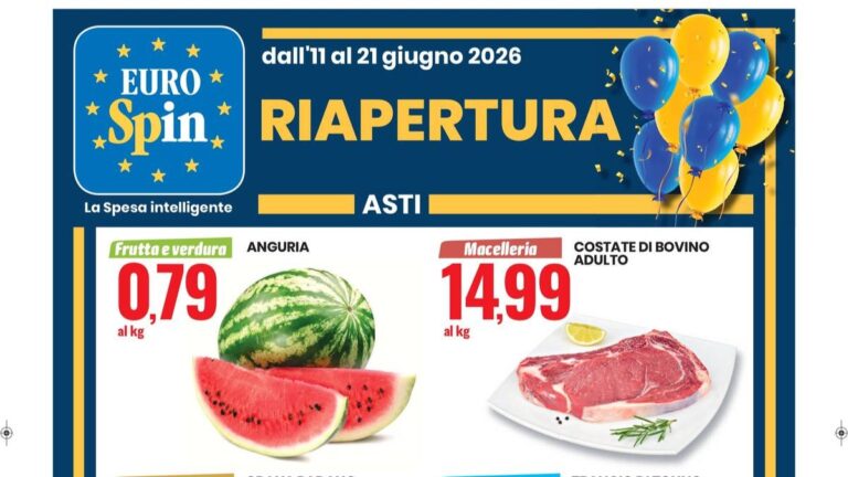 Volantino Eurospin Riapertura Asti dal 11 giugno 2026