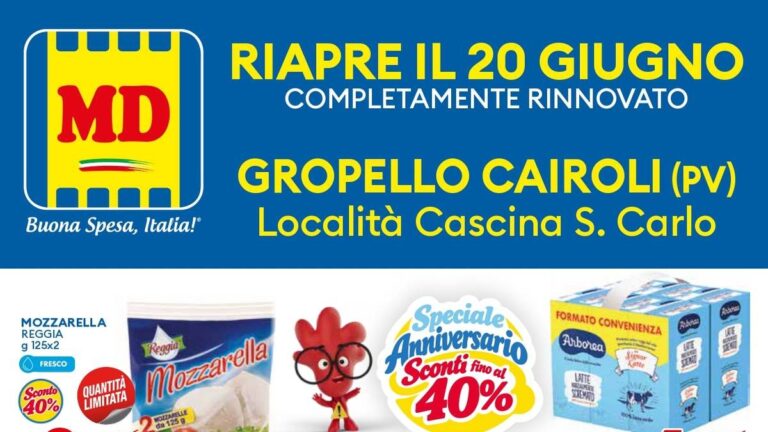 Volantino MD Riapertura Gropello Cairoli dal 20 giugno 2026