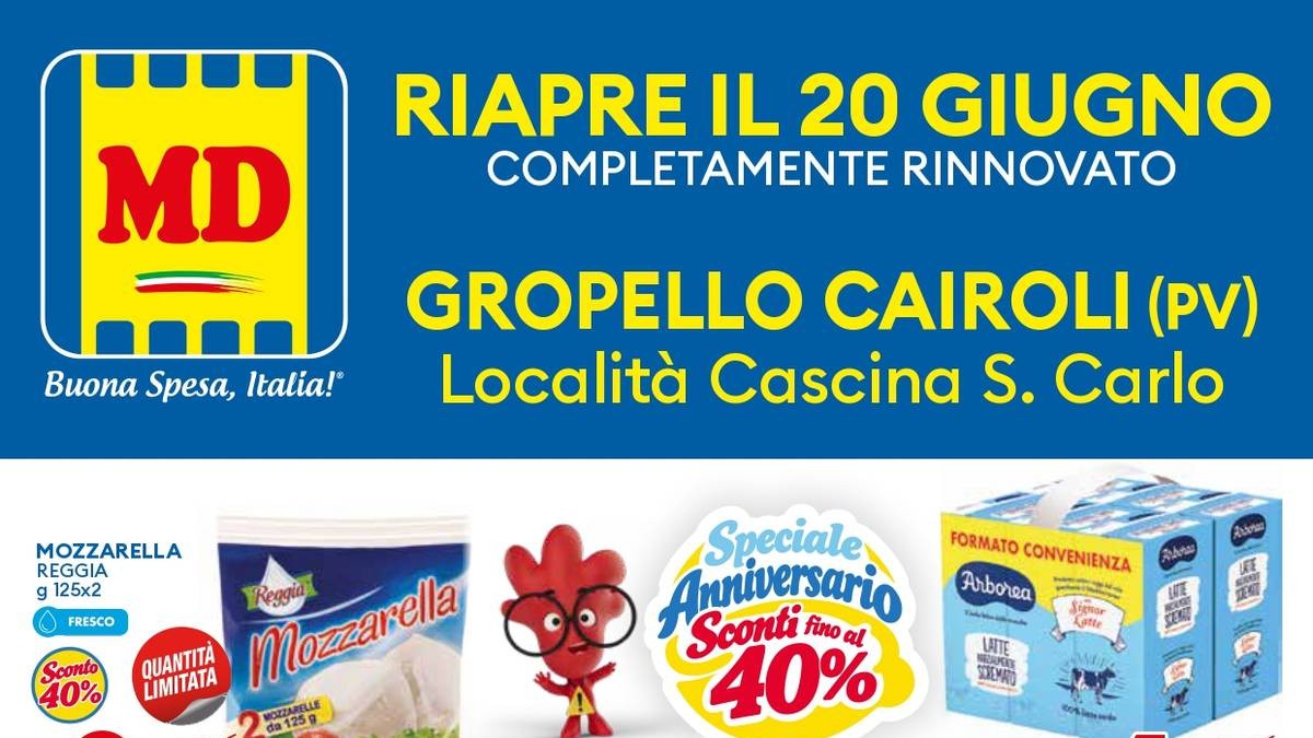 Volantino MD Riapertura Gropello Cairoli dal 20 giugno 2026
