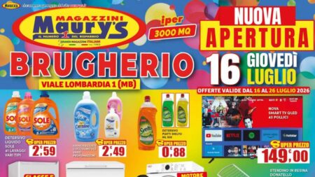 Volantino Maury's Nuova Apertura Brugherio dal 16 luglio 2026