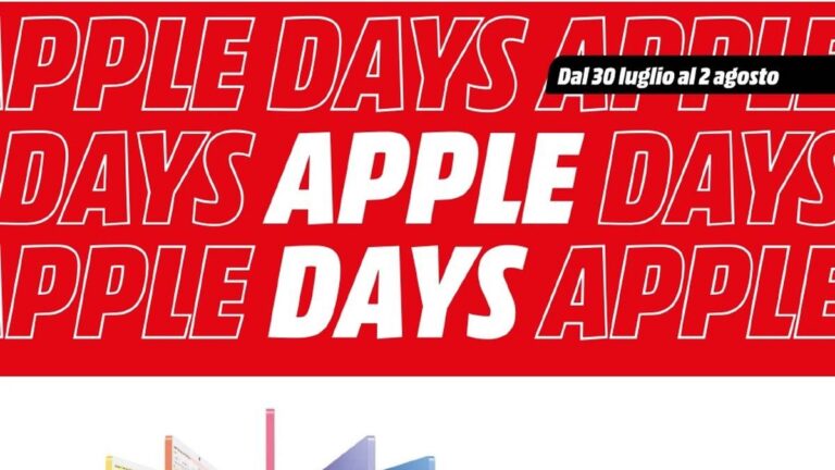 Volantino Mediaworld Apple Days dal 30 luglio 2026