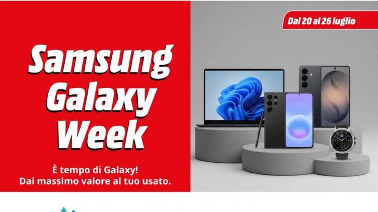 Volantino Mediaworld Samsung Galaxy Week dal 20 luglio 2026