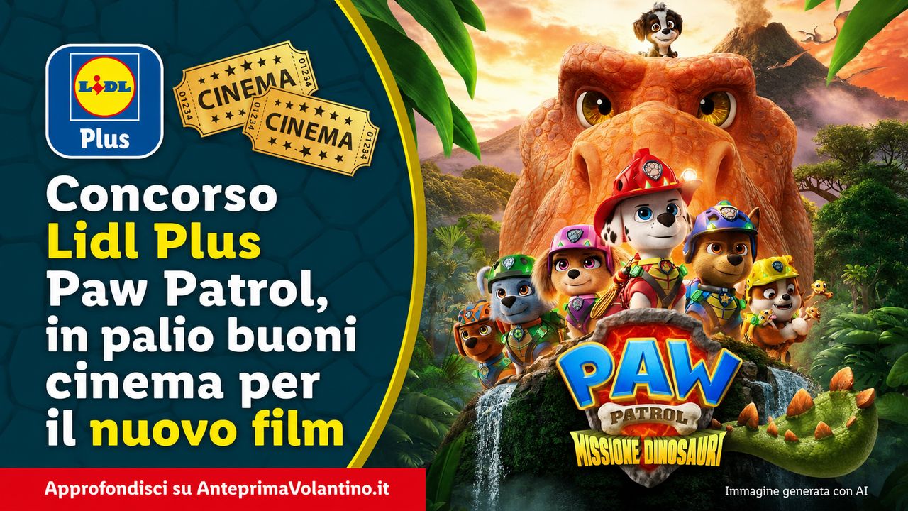 Concorso Lidl Plus Paw Patrol dal 27 agosto 2026, in palio buoni cinema per il nuovo film