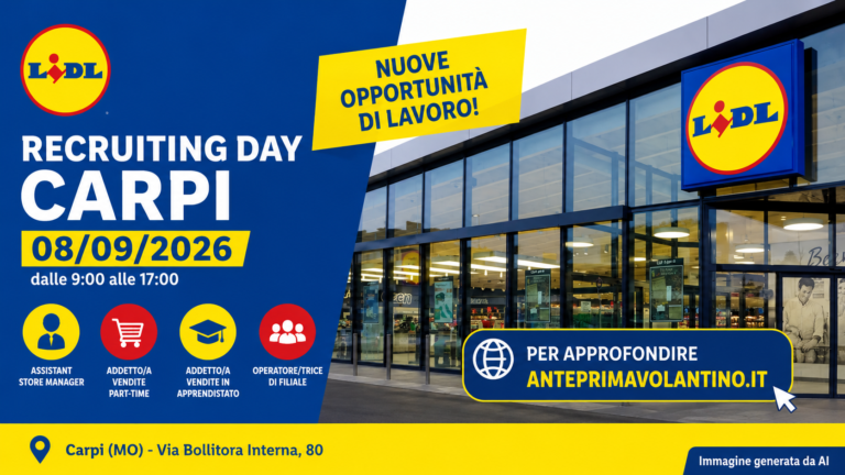 Lavoro Lidl Carpi, Recruiting Day l’8 settembre 2026 con quattro profili aperti