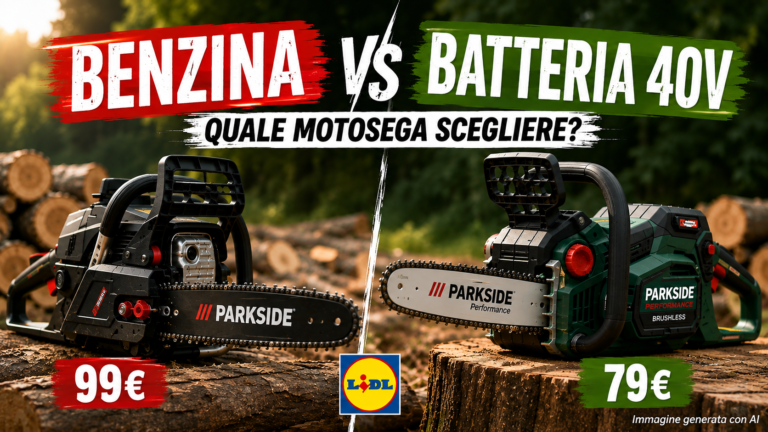 Motosega Parkside a benzina vs batteria 40V, quale scegliere da Lidl?