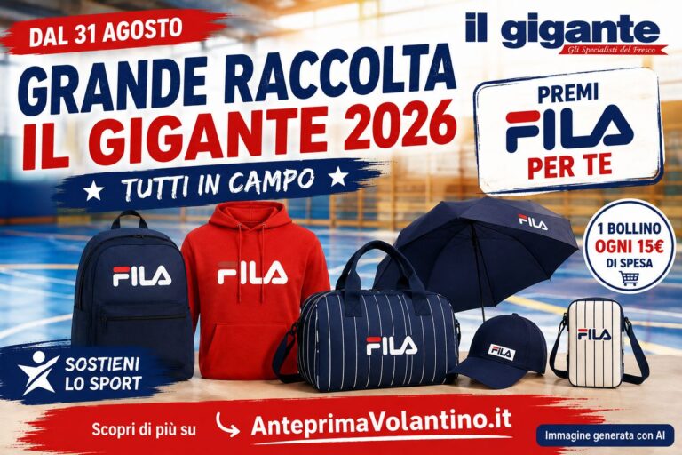 Grande Raccolta Il Gigante Fila 2026 con Tutti in Campo, bollini e premi dal 31 agosto 2026